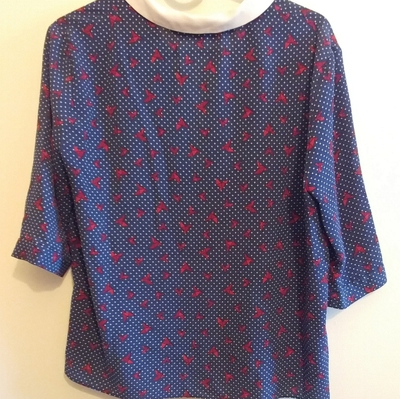 Zara Trafaluc Origami Bird Print Blue Top - Picture 3 of 4